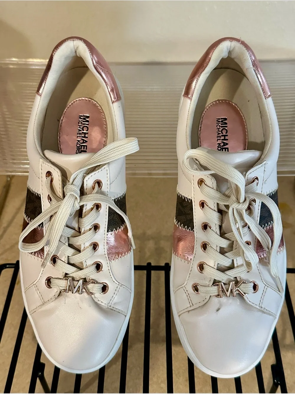 Michael Kors cream leather sneakers